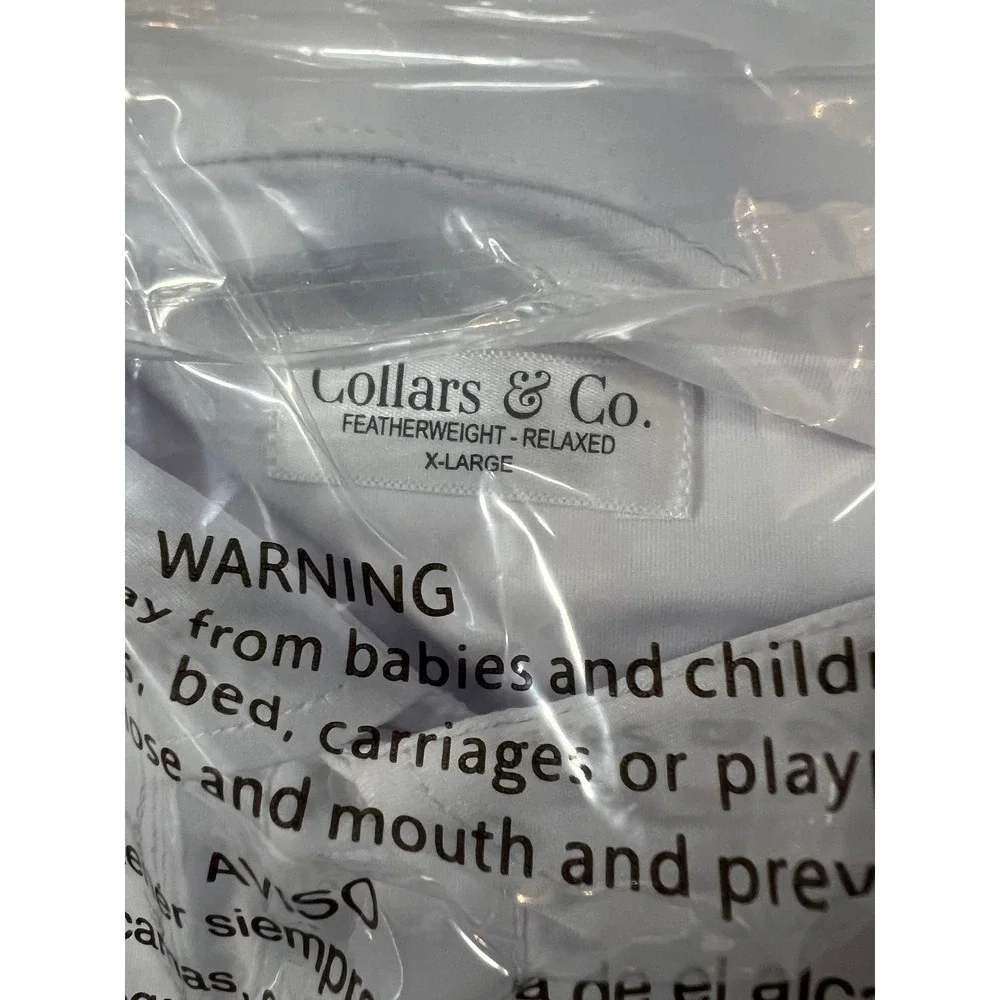 Collars & Co Mens Featherweight Relaxed Dress Collar Polo Shirt White XL Stretch - Picture 3 of 6